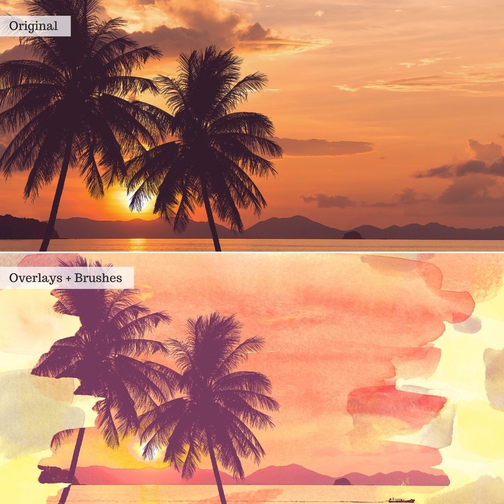 Watercolor Photoshop Brushes & Overlays