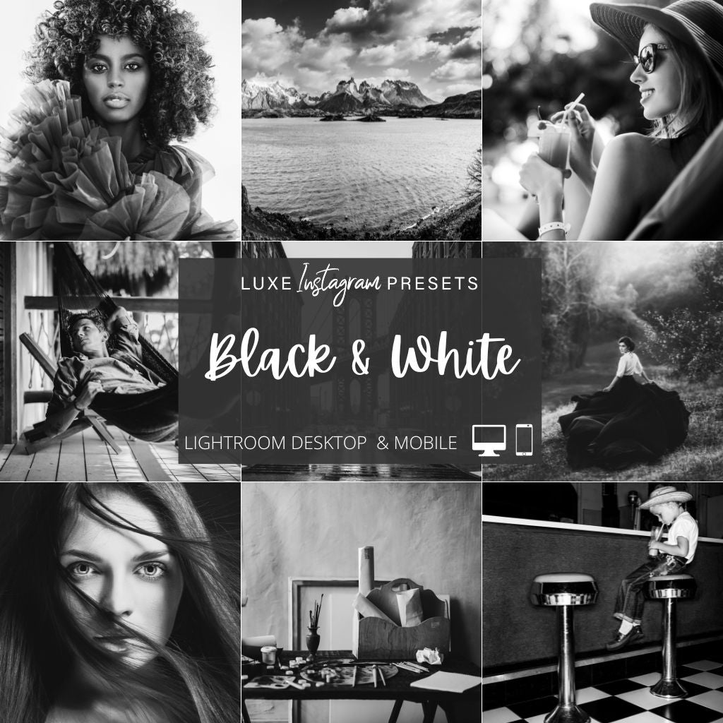 Black &amp; White Instagram Presets for Lightroom Mobile &amp; Desktop
