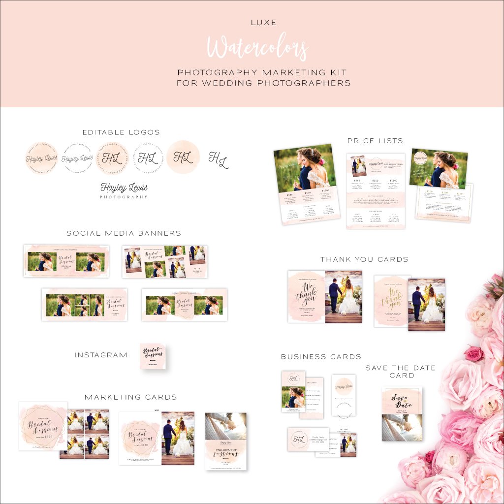 Watercolor Marketing Kit for Wedding Photographers